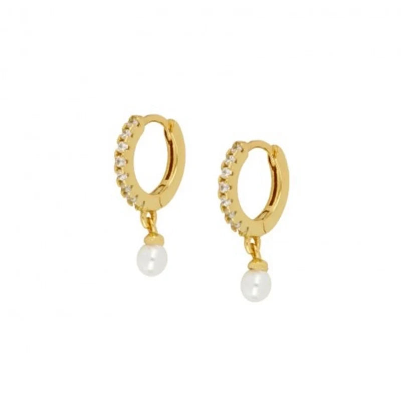 Sterling Silver Diamonds & Pearl Drop Earrings