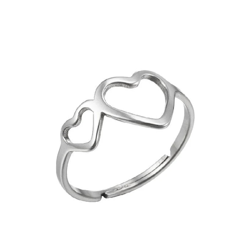 Stainless Steel Open Heart Ring