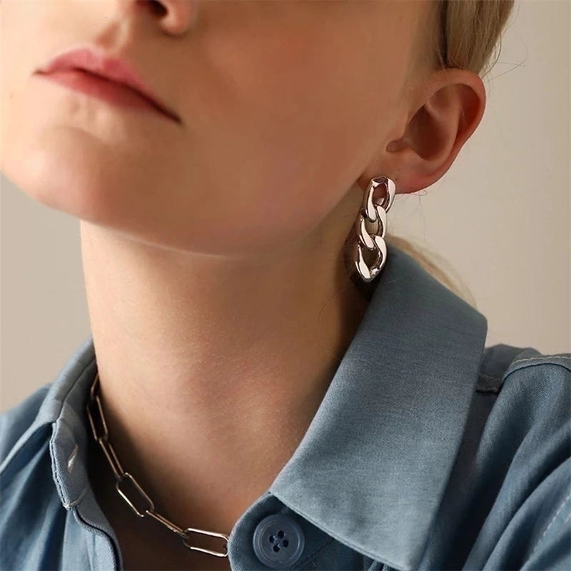 Steel Chain Drop Earrings