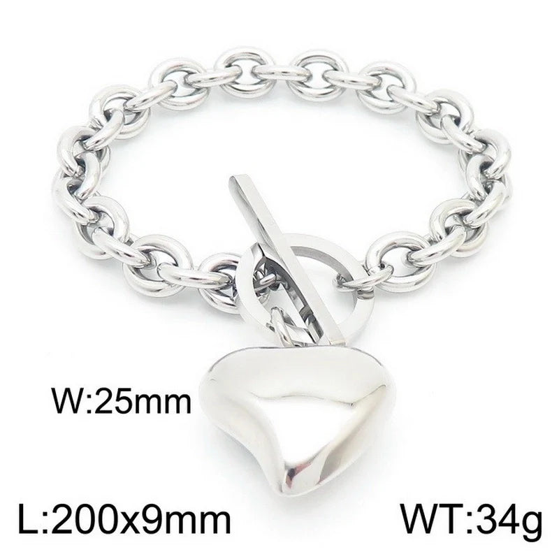 Moderner Stil Modisches Edelstahlarmband mit Herz TR15