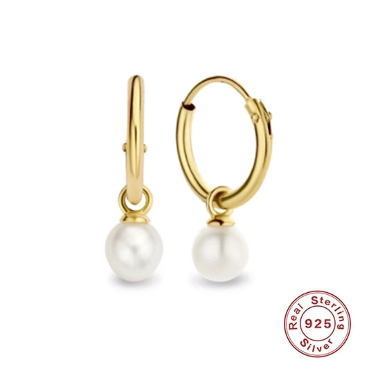 Sterling Silver Gold Plated Pearl Earrings