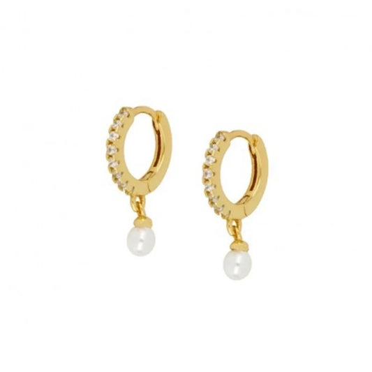 Sterling Silver Diamonds & Pearl Drop Earrings