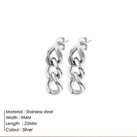 Steel Chain Drop Earrings