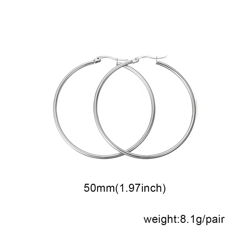 Modern Steel Hoop Earrings