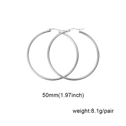Modern Steel Hoop Earrings