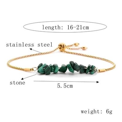 Gold Bracelet with Green Stones