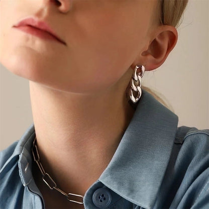 Steel Chain Drop Earrings