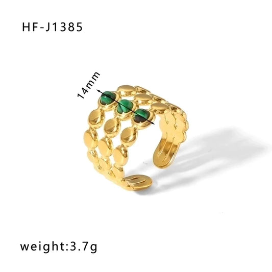 Vintage 18K Gold Green Ring