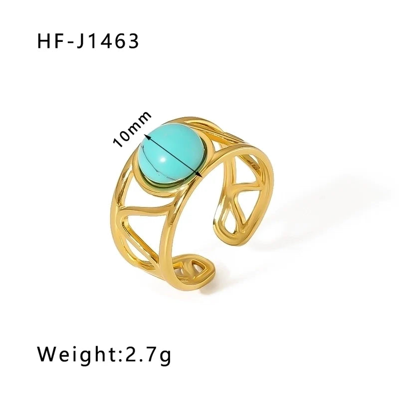Offener Ring aus 18 Karat vergoldetem Edelstahl mit Edelstein RC18