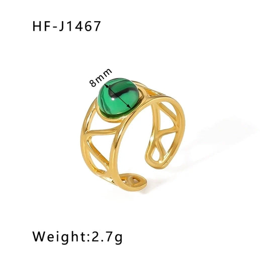 18K Gold Green Ring