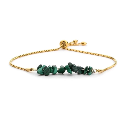 Gold Bracelet with Green Stones