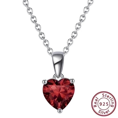 White Gold-Plated Red Diamond Necklace