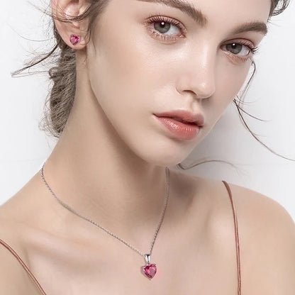 White Gold-Plated Red Diamond Necklace