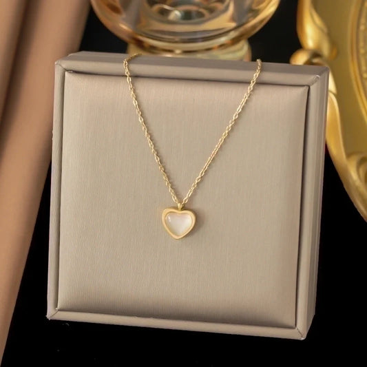 Gold Heart & Gemstone Necklace