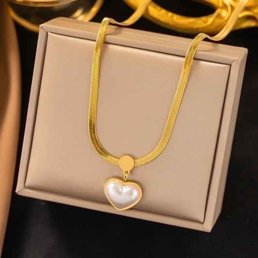 Gold Heart Gemstone Necklace