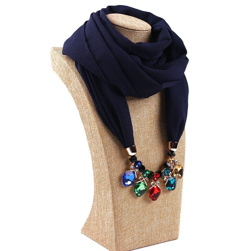 Dark Blue Scarf with Gems