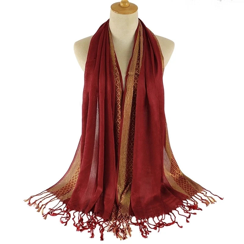 Wine Red Cotton Scarf